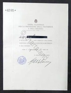 Opera Nazionale Protezione Maternità e Infanzia - Diploma Socio Perpetuo - 1930 - Picture 1 of 1