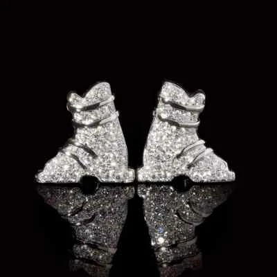 Fabulous Vivid White 1.58CT Cubic Zirconia In 925 Silver Ski Boots Men Cufflink - Image 1 of 4