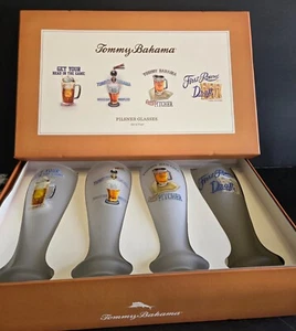Tommy Bahama 9'' Frosted Pilsner Beer Glasses Collection 22 oz Set 4 New W/ Box - Picture 1 of 8