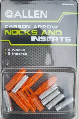 ALLEN Carbon Arrow Nocks & Inserts | 8 Orange| 68422A | NEW Lot Of  2 boxes - Image 1 of 4
