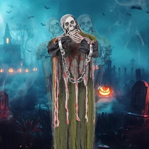 Halloween Deko Outdoor Lebensgroß Animatronics Grim, LED Augen Böse mit... - Bild 1 von 8