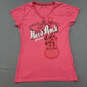 Hard Rock Café Shirt Youth Girls L * Short Sleeve Honolulu Love Serve All Pink - Picture 1 of 11