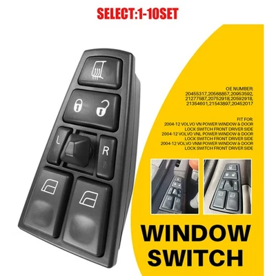 Interruptor de ventana de control maestro del conductor delantero apto para Volvo VN VNL VNM 2004-2012 1-10x Foto 1 de 4