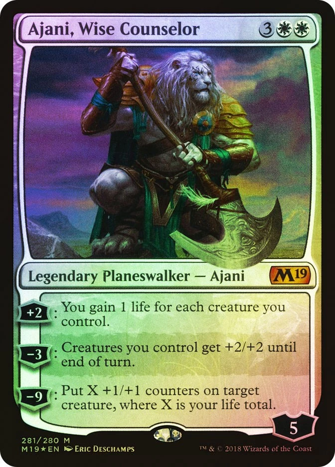 MTG FOIL Ajani, Wise Counselor  - Core Set 2019 #281 - Image 1 of 1