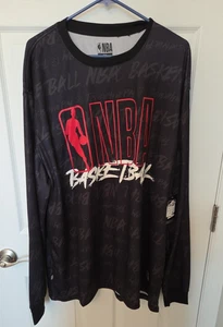 NBA Long sleeve Graphic Logo T-Shirt Mens size 2XL  Black 100% polyester NWT - Picture 1 of 4