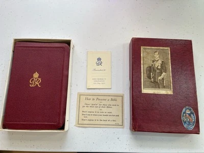 Antique King George VI 6th Queen Elizabeth Holy Bible Coronation 1937 With Box - Image 1 of 4