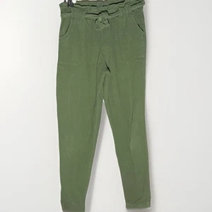 Cat & Jack Olive Green Belted Girl’s Elastic Waist Pants Size Large 10/12 - Picture 1 of 7
