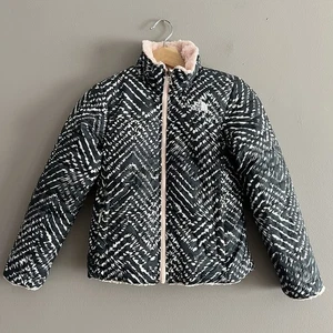 The North Face Wende Mossbud Swirl Mädchen S (7/8) schwarz/weiß rosa Fleece - Bild 1 von 15