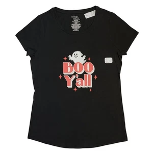 Camiseta Boo Y'all Halloween Maternidad Mujer Talla M Fantasma Negra Roja Gráfica Camiseta - Imagen 1 de 4