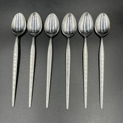 Epic EKCO PRINCE Stainless Flatware 6 Iced Teaspoons Japan Eterna Satin Handle - Image 1 of 4