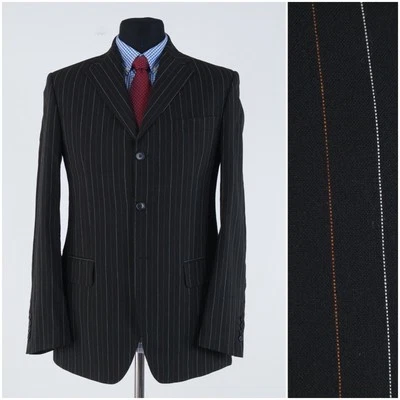 Mens Italian Sport Coat 38R US Size DOMENICO CROCI Striped Black Blazer Jacket - Image 1 of 4