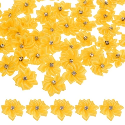 200 шт. атласная лента цветы, 1,2» ткани цветы для рукоделия [желтый] - Изображение 1 из 4