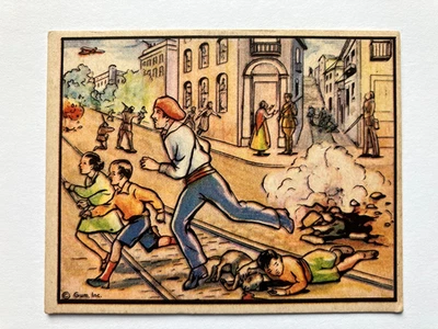 LOYALIST  AIR  RAID  AT  MAJORCA -1938 GUM INC "horrors of war" card/VG - Image 1 of 2