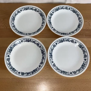 Vintage Corelle by Corning Blue Old Town Dessert Bread Plates 6.75" Set of 4 USA - Picture 1 of 11