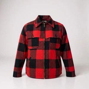 Vintage Woolrich Wool Mackinaw Cruiser Jacket Size Large Zip Buffalo Plaid USA - Picture 1 of 4