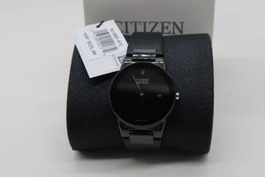 Citizen Eco-Drive Axiom schwarzes Zifferblatt Lederband 40mm Herrenuhr AU1065-07E NEU - Bild 1 von 15