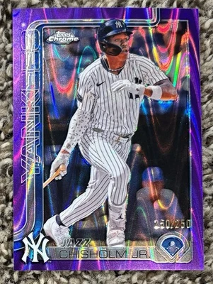 2025 Topps Chrome JAZZ CHISHOLM JR Yankees Purple Ray Wave Refractor #250/250 - Image 1 of 2