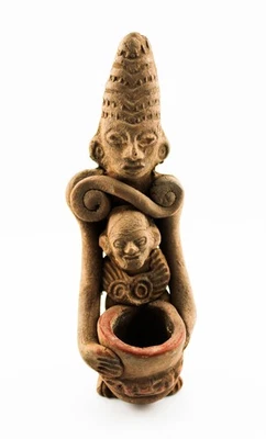 ANTIGUO CUENCO FIGURA CERÁMICA MADRE HIJO MAYA PRECOLOMBINA ANTIGUA Foto 1 de 4