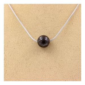 Necklace 1 bead Bronzite 8 mm Stainless steel chain. - Picture 1 of 3