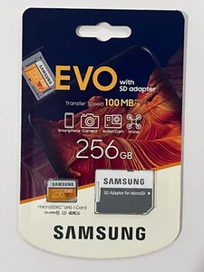 New Samsung 256GB EVO UHS-I microSDXC Memory Card MB-MP256HA/AM - Picture 1 of 3