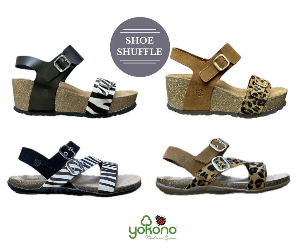 Yokono Monaco-184 Panier Cuir Orteil Semelle Liège Sangle Cheville Sandale Travail Décontractée - Photo 1/1