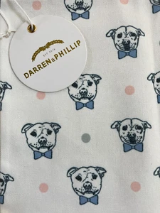 Darren & Phillip Zippered Pouch Canvas Bag Fabric All Over Dog Print NEW - Picture 1 of 5