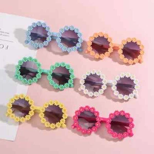 Kids Flower Sunglasses Round Daisy Style UV400 Party Shades For Boys And Girls - Picture 1 of 12