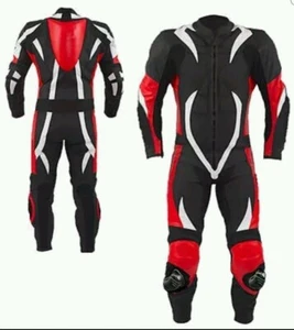 Mens Customize Motorcycles Black & Red Riding Motorbiker Racing Leather Suit - Picture 1 of 4