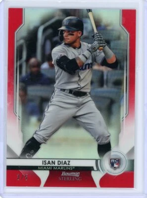 2020 Bowman Sterling Baseball Red Refractor Rookie #BSR-67 Isan Diaz #3/5 - Image 1 of 2