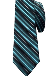 Express Herren 100 % Seide Krawatte gestreift türkis und schwarz 62 x 3,25" - Bild 1 von 5