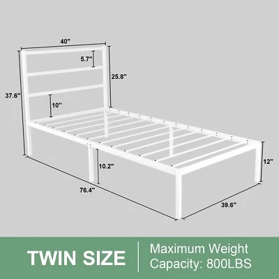 Twin Metal Bed Frame with Heavy Duty Metal Slat Support Modern Platform for Kids - Image 1 of 4