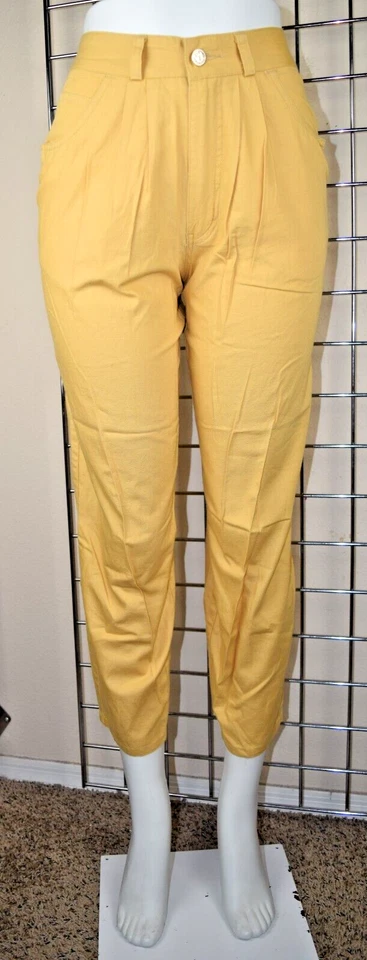 Vintage Jordache Pants Size S/M 80s Mustard Yellow Ultra High Waist Pleated Soft - Image 1 of 4