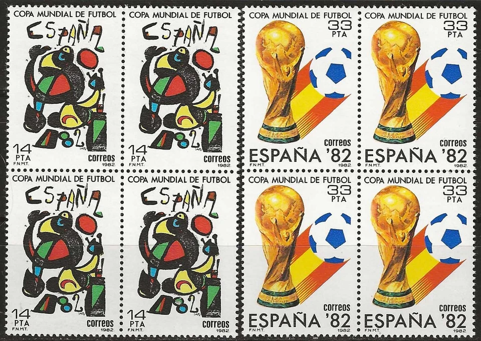 ESPAÑA 1982. EDIFIL 2644/2645. SERIE COMPLETA EN BLOQUE DE 4 ”ESPAÑA´82”. MNH*** - Imagen 1 de 1