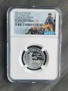 2021 S Silver NGC Proof 69 Ultra Cameo Washington Crossing the Delaware Quarter - Picture 1 of 4