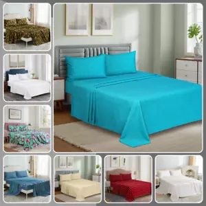 Cotton Sheets Set Queen Bed Sheet Set 100 Cotton Percale Sheets Soft Bed Sheets - Picture 1 of 71