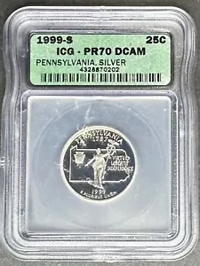 1999-S Silver Proof Pennsylvania Quarter ICG PR-70 DCAM, Buy 3 Items, Get $5 Off - Picture 1 of 2