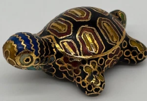 Mini Vintage Ceramic Cloisonne Turtle Figurine - Picture 1 of 7