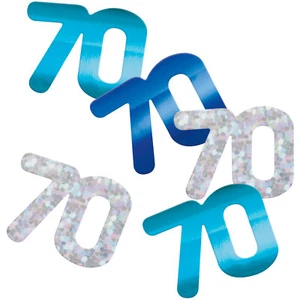 70th Birthday Confetti Party Decoration Table Sprinkles Age 70 Blue Silver Decor - Picture 1 of 1