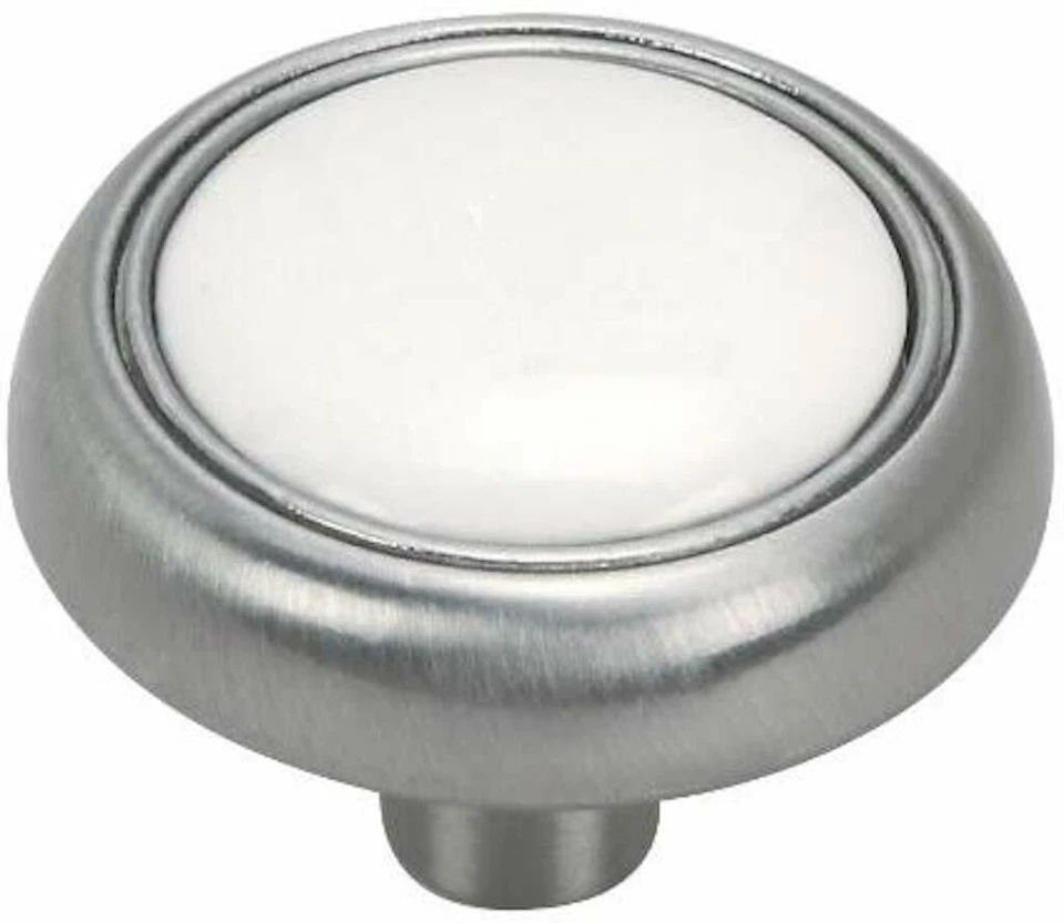 Hardware House 48-8858 perilla de gabinete con centro de porcelana, níquel satinado Foto 1 de 1