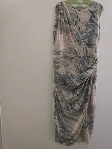 JDC London The Jersey Dress Co Beige-Blau Raffung Gr. 40 NEU - Bild 1 von 3