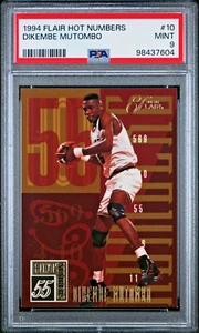 DIKEMBE MUTOMBO Denver Nuggets Salón de la fama 1994 Flair Hot Numbers #10 PSA 9 Como nuevo Pop 4 - Imagen 1 de 2