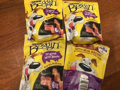 (4) Purina Beggin' Strips Dog Treats 6 oz, Original With Bacon Flavor 6/2024 - Image 1 of 3