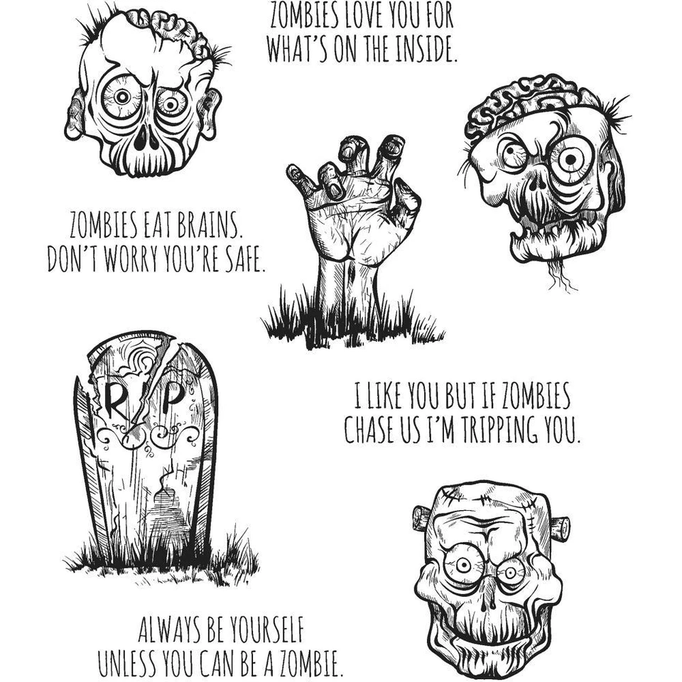 Juego de estampillas adhesivas de goma de Halloween Tim Holtz Stampers Anonymous "ZOMBIES" Foto 1 de 1