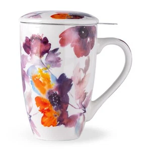 Porcelain Tea Mug with Infuser and Lid 18 Oz Tea Cup with Handle for Loose Le... - Picture 1 of 5