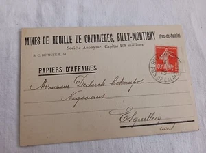 MINES COURRIERES BILLY MONTIGNY PAPIERS D'AFFAIRES 1926 R3369 - Picture 1 of 2