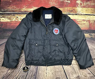 Vtg Bus Driver Bomber Jacket LCTA Wilkes Barre 80s Lined Cheetah Mens 44 Medium - Image 1 of 4