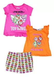 Toddler Girls Size 2T Team Top Wing DUCK NEON 3-PIECE SET 2-Shirts 1 SHORT NWT - Picture 1 of 4
