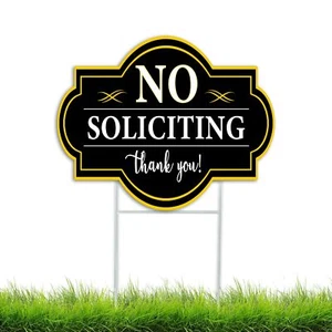 15"x12" No Soliciting Sign with Stakes for House Yard Outdoor Lawn - Picture 1 of 9