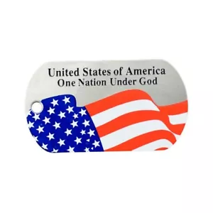 One Nation Under God Stainless Steel Dog Tag Necklace-Joshua 1:9 - Picture 1 of 3