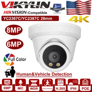 Hikvision Compatible 4K 8MP 6MP ColorVu IP Camera MIC Full Color POE Security  - Picture 1 of 18